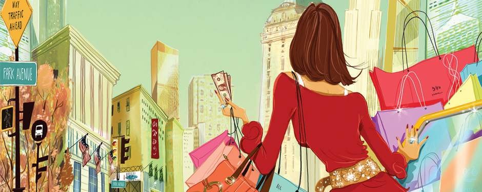 They go shopping yesterday. Весенний шоппинг. Иллюстрация шоппинг по миру. Девушка после шопинга нарисованная.